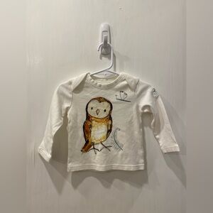 Catherine Rayner Kids “Olive” Owl Print Long Sleeve Pajama Shirt - 6-12 mo